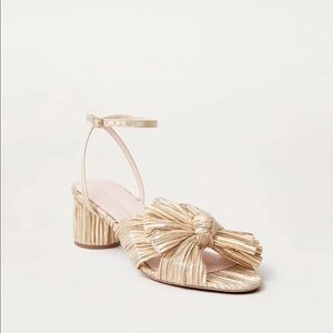 Loeffler Randall Dahlia Bow Heel Ankle Strap Gold